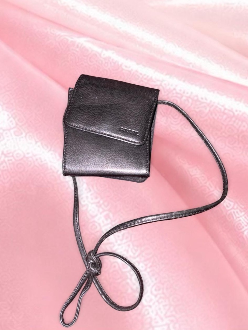 Fossil Black Pebbled Leather Mini Crossbody